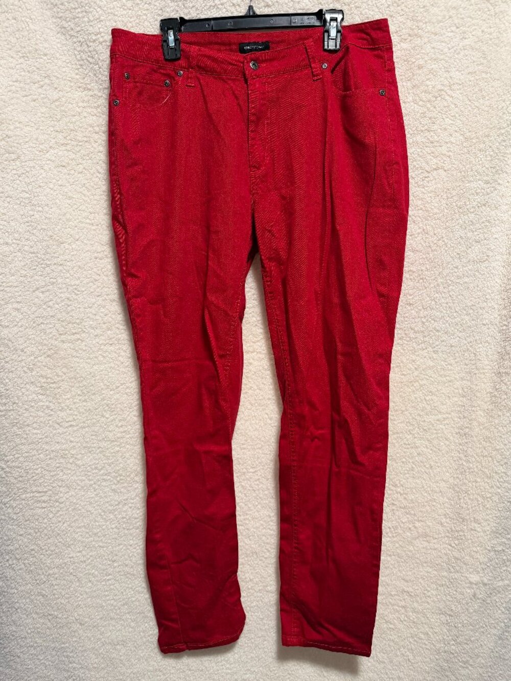 ASHLEY STEWART Red Denim Straight Leg Jeans Size 16 EUC
